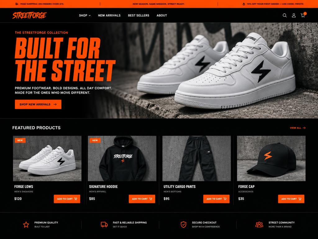 StreetForge store homepage